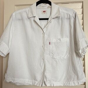 Levi's Cotton Blend Cropped White Shirt